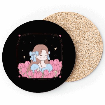 Discover girl and tulips Coasters