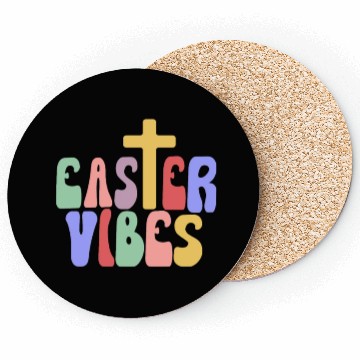 Discover Easter Vibes Cross Happy Easter Celebration Coasters