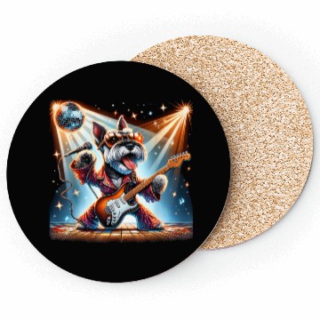 Discover Disco Guitar Schnauzer dog Coasters