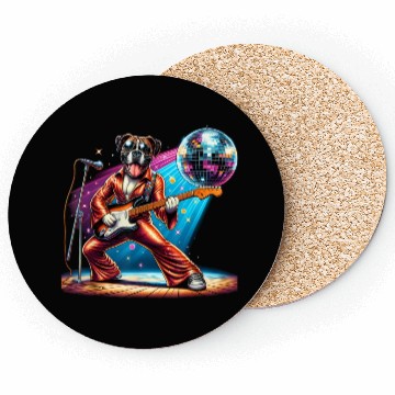 Discover Disco Guitar Boxer dog Coasters