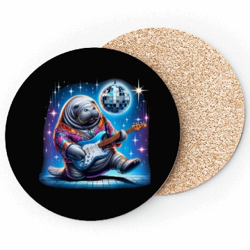Discover Disco Ball Guitar Manatee Coasters