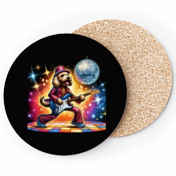 Discover Disco Guitar Labradoodle Dog Coasters