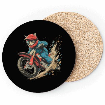 Discover Motocross rider Cat Premium Coasters