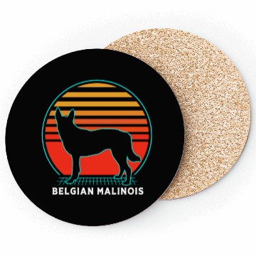 Discover Retro 80s Dog Silhouette Belgian Malinois Coasters