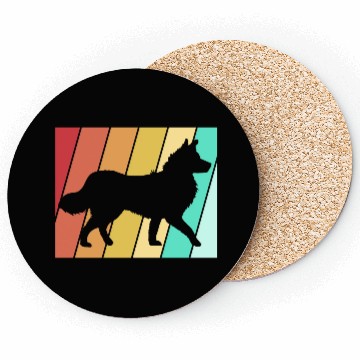 Discover Retro 80s Border Collie Dog Silhouette Coasters