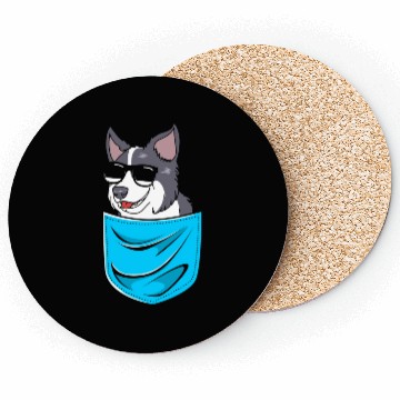 Discover Funny Dog Border Collie Wearing Sunglasses Coasters
