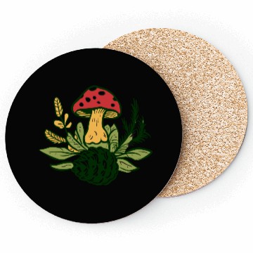 Discover Mushroom Pine Cone Foliage Design Coasters
