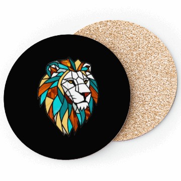 Discover Geometric Lion Stained Glass Coasters Disgin