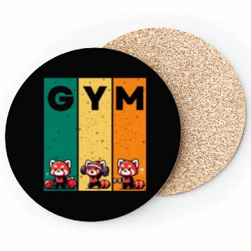 Discover gym red panda funny workout Coasters