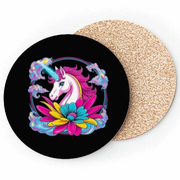 Discover Unicorn flowers colors Coasters