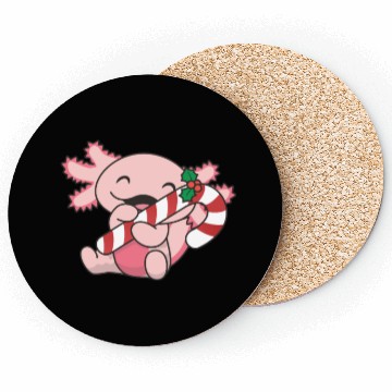 Discover Axolotl Christmas Candy Cane Sweet Axolotl Coasters