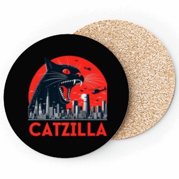 Discover Catzilla Cat Japanese Premium Coasters