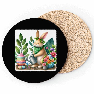 Discover Rabbit Planting Garden Easter Bandana Coasters