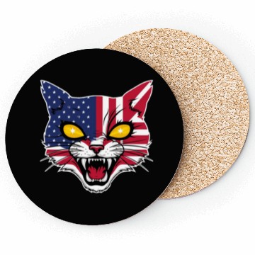 Discover Patriotic Cat With USA Flag Coasters