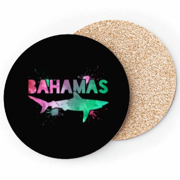 Discover Bahamas Shark Watercolor Souvenir Coasters