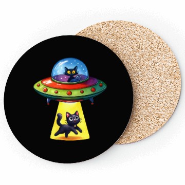 Discover Cat Abduction Funny Space Lover Coasters