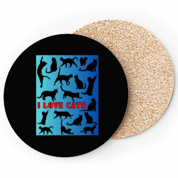 Discover Cat figures in black and blue Coasters
