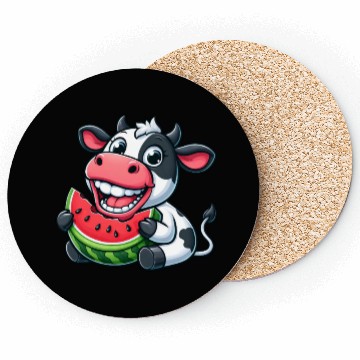 Discover Funny cow bull steer watermelon summer fruit Coasters