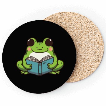 Discover cute book lover frog Coasters