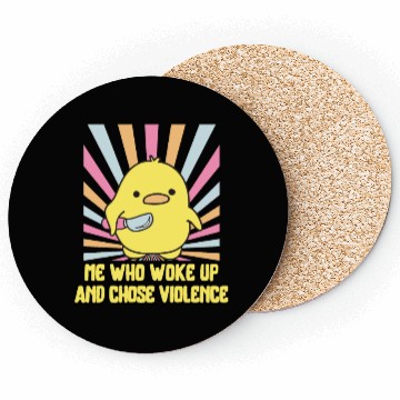 Discover Cute Angry Duck Chick – Chose Violence Meme Coasters