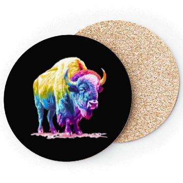 Discover Vibrant Rainbow Buffalo Artwork Coasters