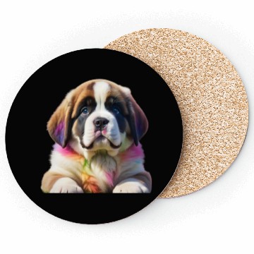 Discover Rainbow Ombre Saint Bernard Puppy Coasters