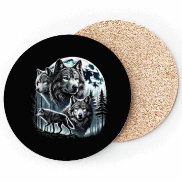 Discover Vintage Wolf 90s Wolf Lovers Retro Moon Coasters