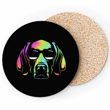 Discover Colorful Weimaraner Dog Wearing Sunglasses Coasters