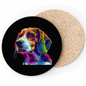 Discover Colorful Beagle Dog Portrait Art Coasters