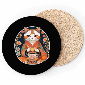 Discover Tea ceremony tea ritual cat drinking tea Coasters