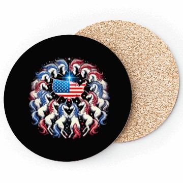 Discover Star-Spangled Unicorn with American Pride and Coasters
