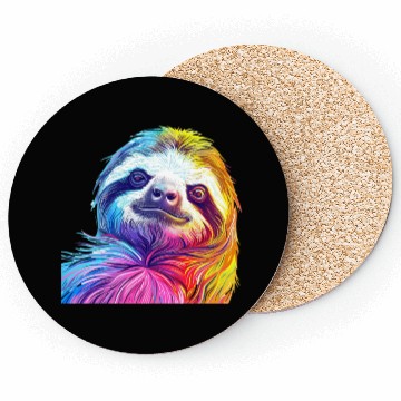 Discover Vibrant Rainbow Sloth Art Coasters