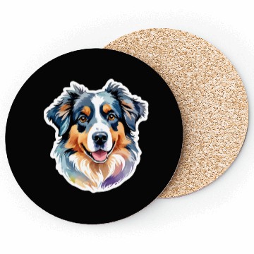 Discover Australian Shepherd Watercolor Coasters