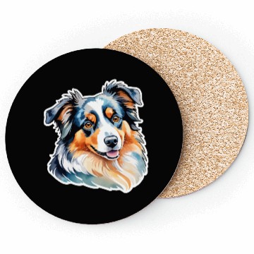 Discover Australian Shepherd Watercolor Coasters