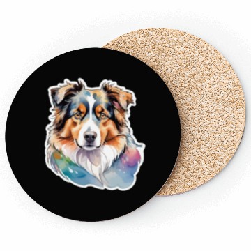 Discover Australian Shepherd Watercolor Coasters