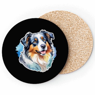 Discover Australian Shepherd Watercolor Coasters