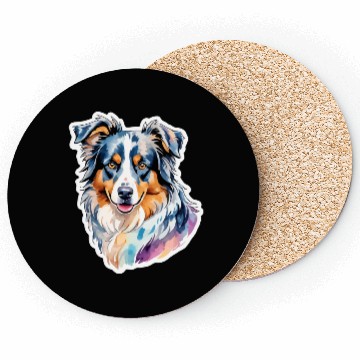 Discover Australian Shepherd Watercolor Coasters