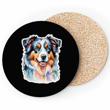 Discover Australian Shepherd Watercolor Coasters