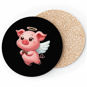 Discover Cute pig angel cartoon halo wings Coasters
