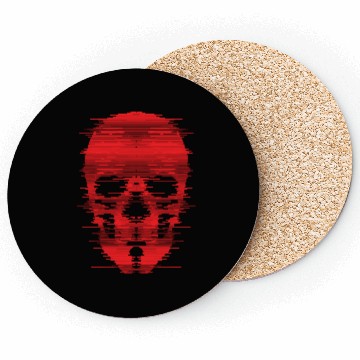 Discover Red Skull Glitch Illustration Coasters