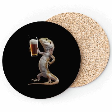 Discover Lizard Drinking Beer Realistic Coasters