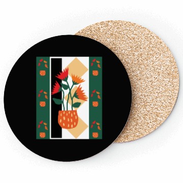 Discover Red-Orange floral abstract art Coasters