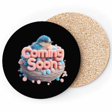 Discover Coming Soon Baby Bird in Nest Announcement Coasters