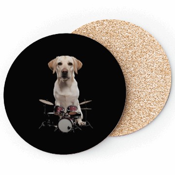 Discover Labrador Playing Drums Realistic Coasters