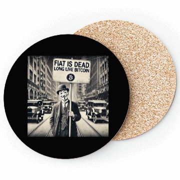 Discover Fiat is dead long live Bitcoin Vintage Ad Coasters