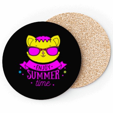 Discover Enjoy Summer Time - Cool Cat Coasters