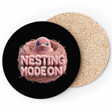 Discover Nesting Mode On, Bird in Nest Baby Announcement Coasters