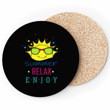 Discover Summer: Relax: Enjoy - Sun Face Funny Coasters