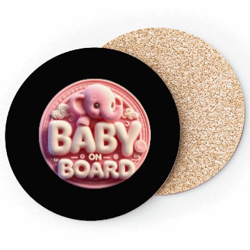 Discover Baby announcement with text “Baby on Board" Coasters