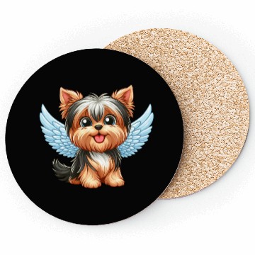 Discover Cute Yorkshire Terrier with angel wings Coasters